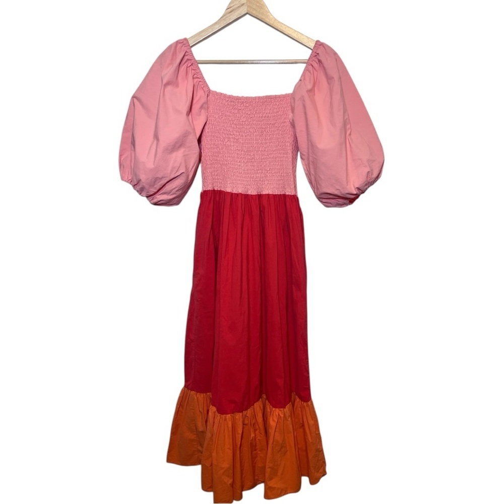 RHODE Eloise Strawberry Ruched Balloon Sleeve
Color block Tiered Dress Size S - Picture 5 of 16